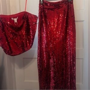 NWT!! 2 PC GB Gianni Bini Red Sequin Skirt And Top